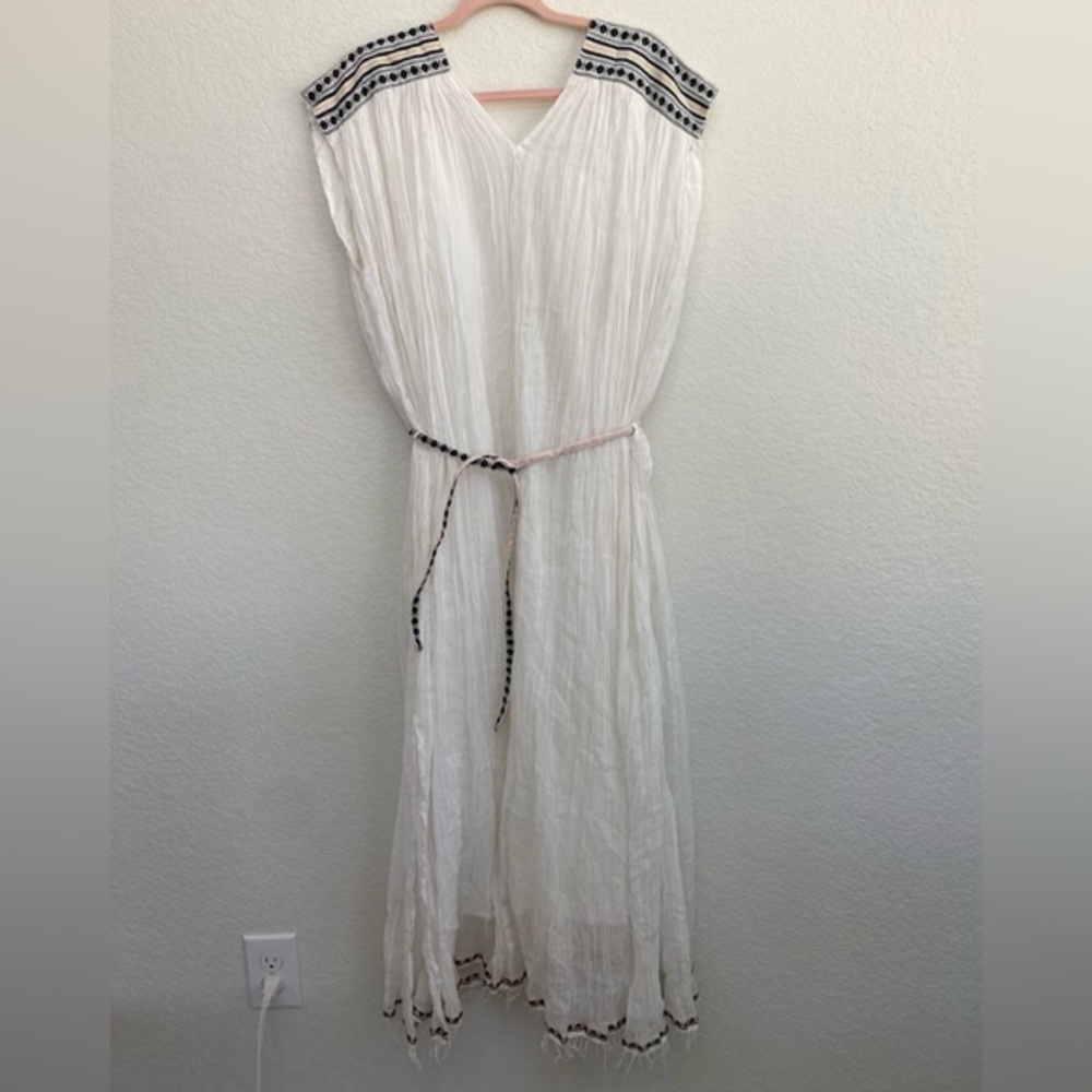 NWOT Oversized Small — Lemlem white belted Lined Maxi Dress